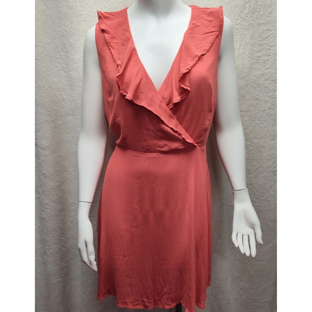 Loft dress ruffle wrap size 4 salmon preppy romantic  office date event Y2K
